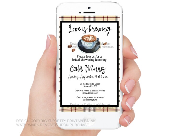 Love is Brewing Bridal Shower Invitation, Fall Bridal Shower Invitation Printable, Coffee Bridal Shower Invite, Autumn Bridal Shower Invite image 3