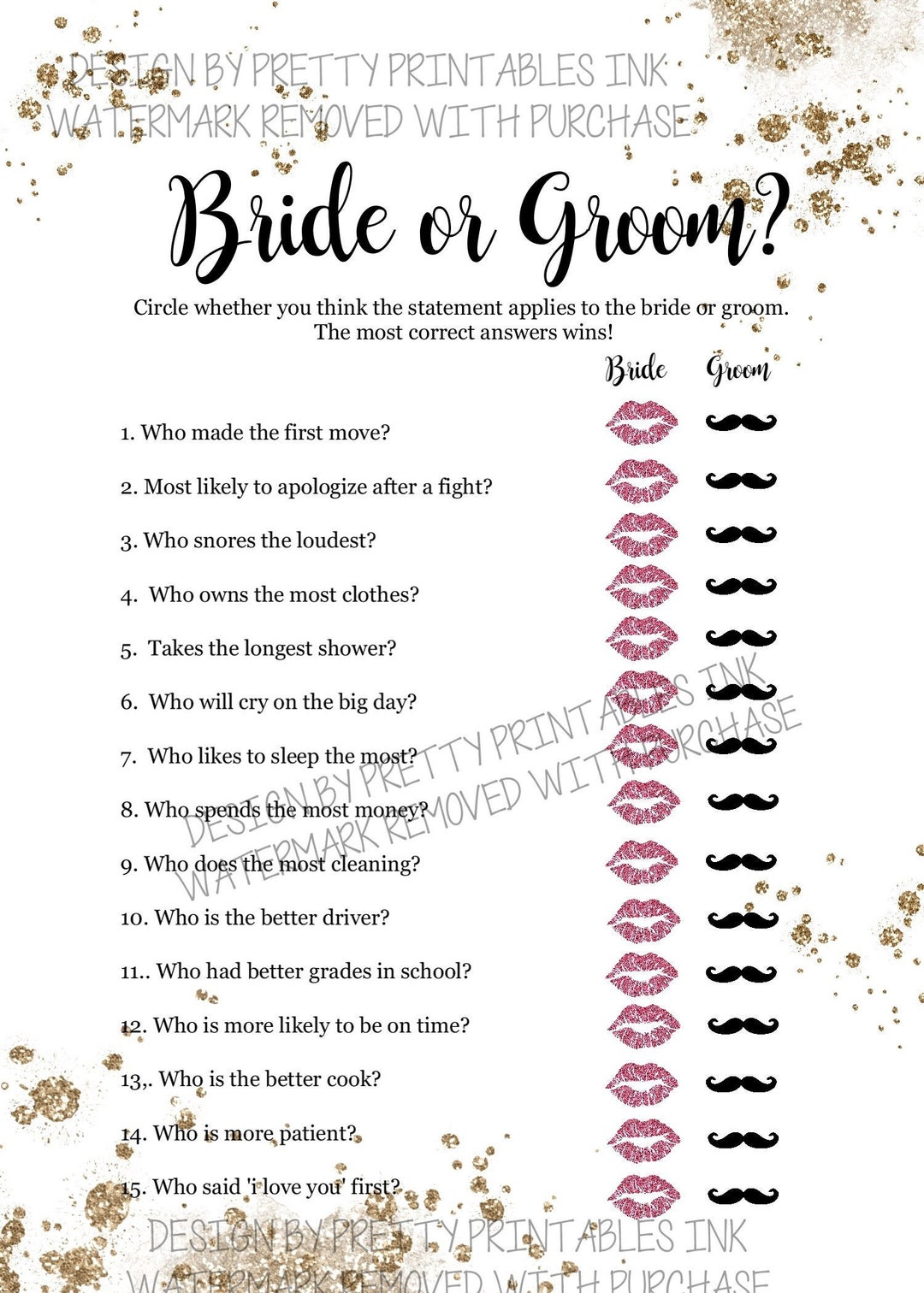 Do You Know the Couple Best Game Bridal Shower Game Engagement Party ...