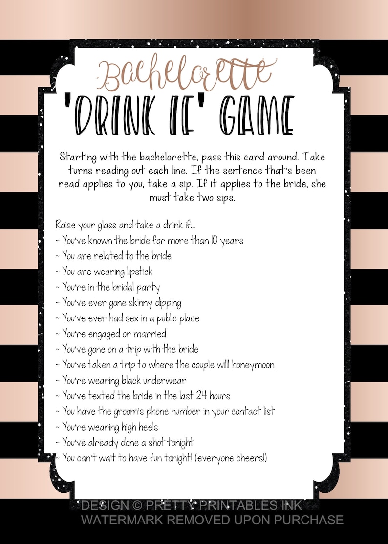 Bachelorette drinking game printable bachelorette drink if game bachelorette party game drink if game fun bachelorette game image 2