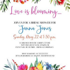 Summer Bridal Shower Invitation, Wildflower Shower Invitation, Colourful Flower Bridal Shower Invitation, Spring Bridal Shower Invitation image 3