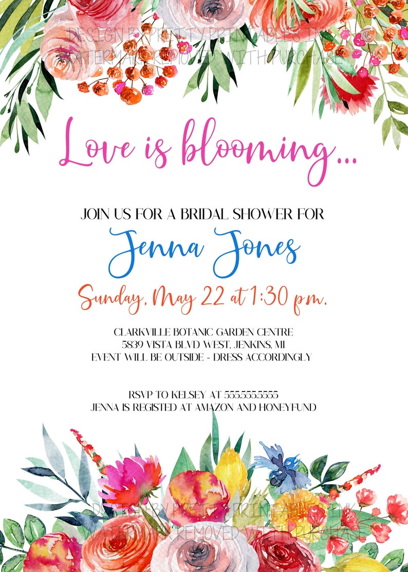 Summer Bridal Shower Invitation, Wildflower Shower Invitation, Colourful Flower Bridal Shower Invitation, Spring Bridal Shower Invitation image 3