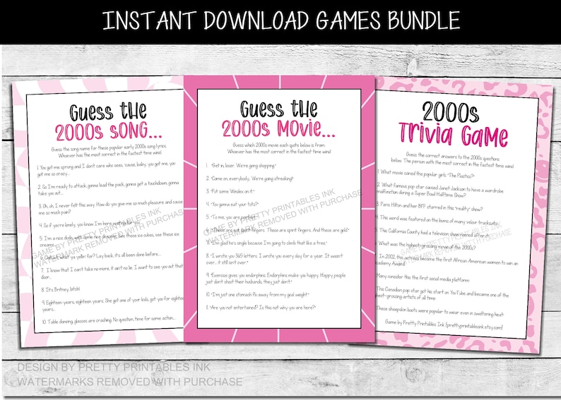 2000s Party Games Printable Y2K Party Games 00's Party Etsy