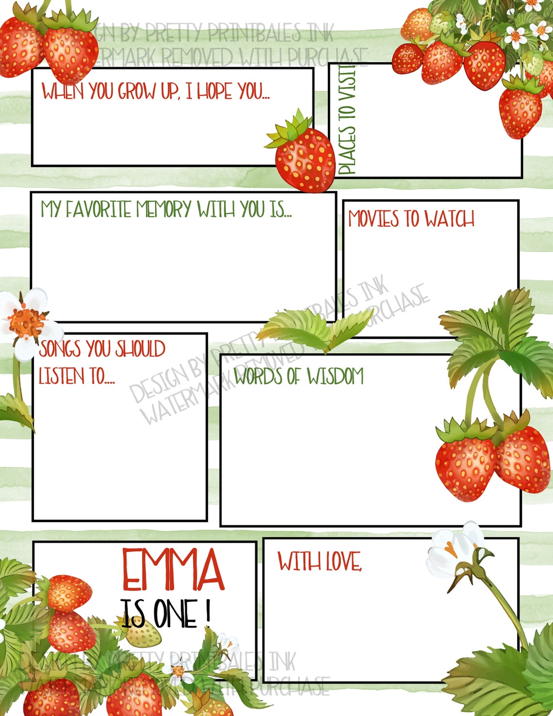 First Birthday Time Capsule Printable 1st Birthday Time | Etsy
