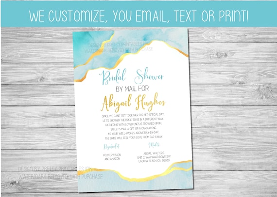 Shower by Mail Invitation | Aqua Bridal Shower by Mail Invite | Agate Bridal Shower by Mail Invite | Geode Agate Bridal Shower Invitation Il_570xn