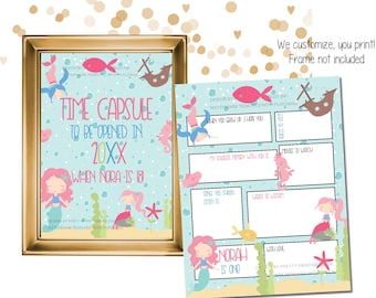 Mermaid Birthday Time Capsule | First Birthday Time Capsule Printable | 1st Birthday Time Capsule |Girl First Birthday Time Capsule