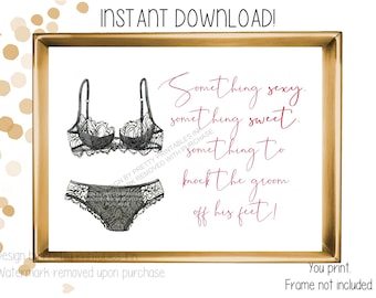 Lingerie Shower Sign Instant Download | Lingerie Party Sign Printable | Bridal Shower Sign | Bachelorette Party Sign | Panty Game Sign