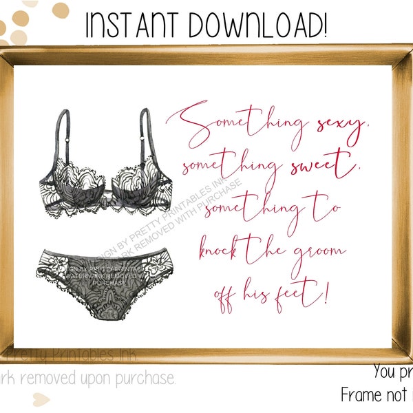 Lingerie Shower Sign Instant Download | Lingerie Party Sign Printable | Bridal Shower Sign | Bachelorette Party Sign | Panty Game Sign