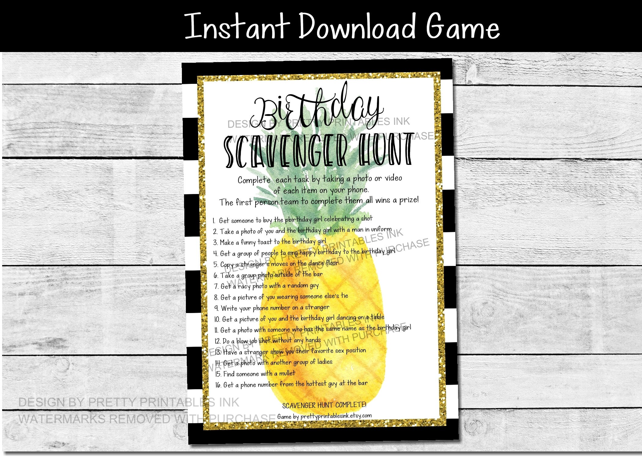 Printable Adult Scavenger Hunt Game Adult Birthday Scavenger Hunt Game ...