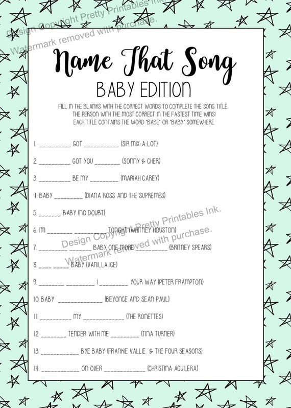 Name That Song Baby Shower Game | Name That Baby Song Game | Name That ...