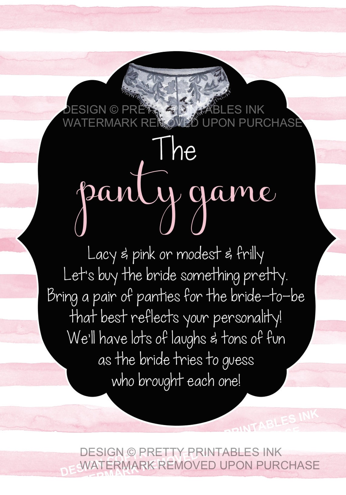 Panty Game Sign and Poem Printable Drop Your Panties Sign - Etsy Canada