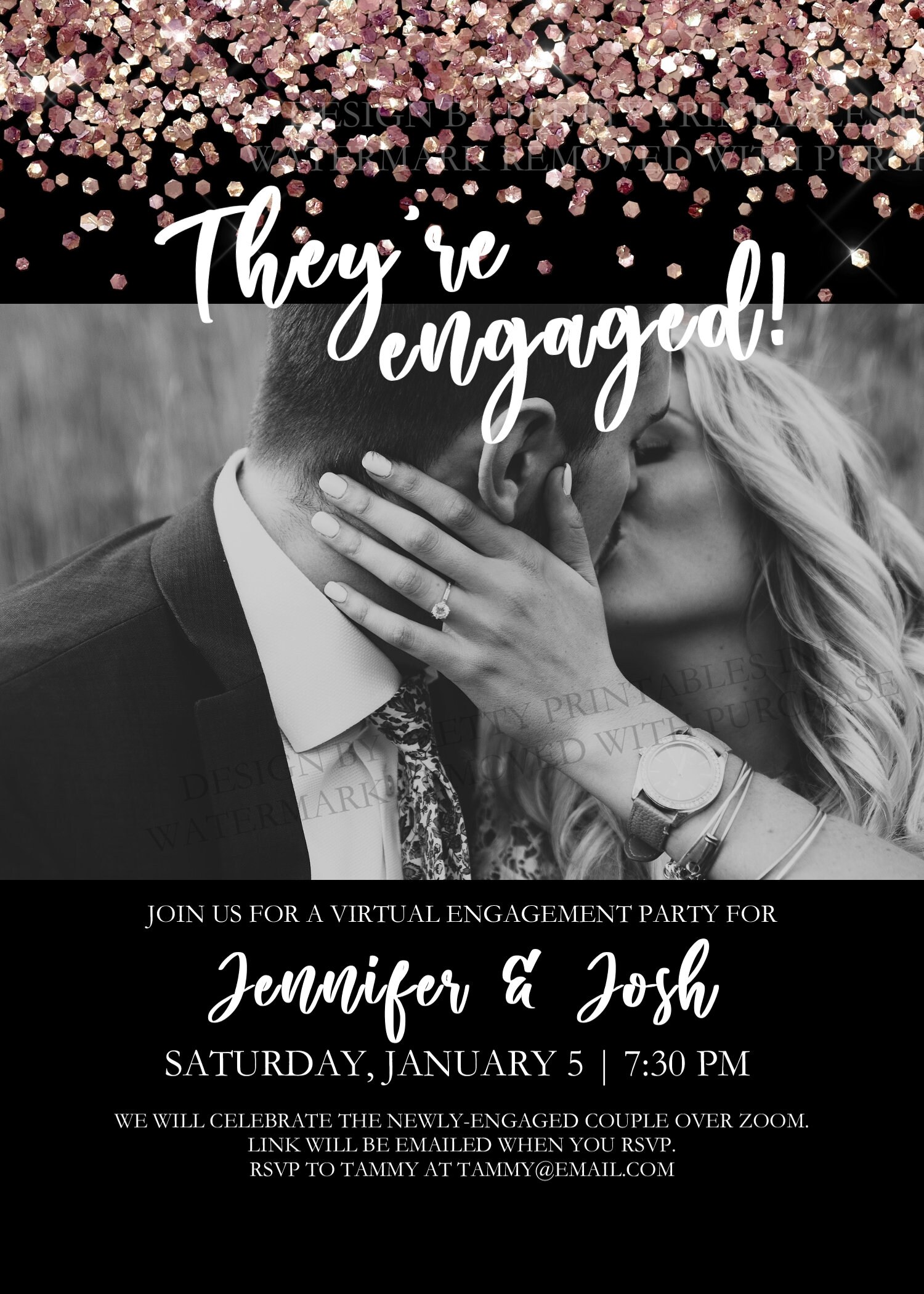 Virtual Engagement Party Invitation Photo Engagement Party Etsy