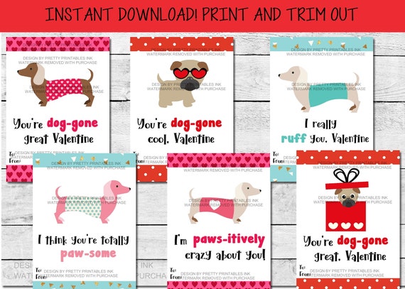 Kids Valentines Cards Printable | Puppy Valentine Cards | Classroom Valentine Cards | Puppy Dog Valentine Cards | Preschool Valentines Cards Il_570xn