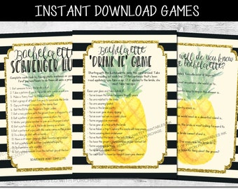 Printable Bachelorette Games, Pineapple Bachelorette Games, Bachelorette Scavenger Hunt, Drink If Game, Bachelorette Quiz Game