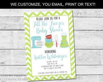 Freezer meal baby shower invitation printable | fill the freezer baby shower invite | stock the freezer baby shower invite | Meals for baby