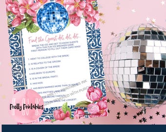 Mamma Mia-spel voor vrijgezellenfeesten: Find The Guest Icebreaker (pdf-download: 5 x 7 inch)
