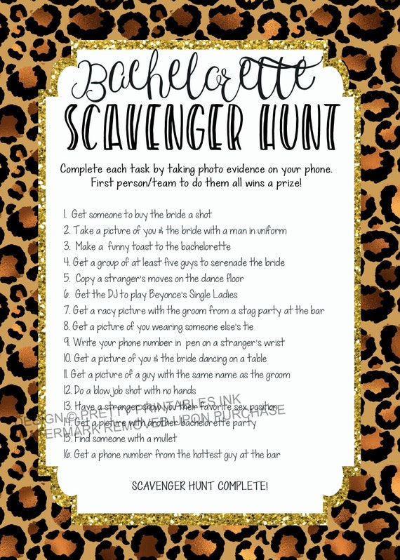 Printable Bachelorette Scavenger Hunt Game | Animal Print Bachelorette Party Game Il_570xn