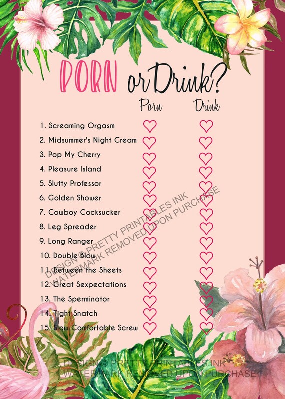 Instant download porn or drink game | drink or porn game | flamingo bachelorette game | beach bachelorette game | bachelorette party game Il_570xn