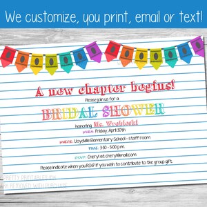 Printable teacher bridal shower invitation | classroom shower invitation | bridal shower invite for teacher | virtual teacher bridal shower