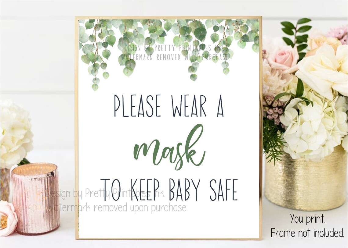 Wear a Mask Sign Please Wear a Mask Sign Baby Shower Mask Etsy