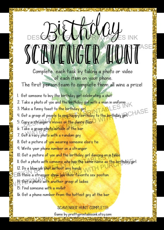 Printable adult scavenger hunt game adult birthday scavenger