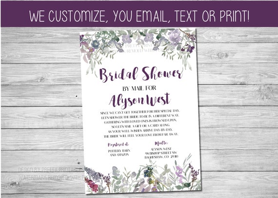 Bridal Shower by Mail Invitation | Long Distance Shower By Mail Invite | Social Distance Bridal Shower Invite | Floral Shower by Mail Invite Il_570xn