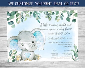 Elephant Baby Shower Invitation Printable | Boy Baby Shower Invitation | Elephant Invitation for Boy Baby Shower | Blue Elephant Baby Invite