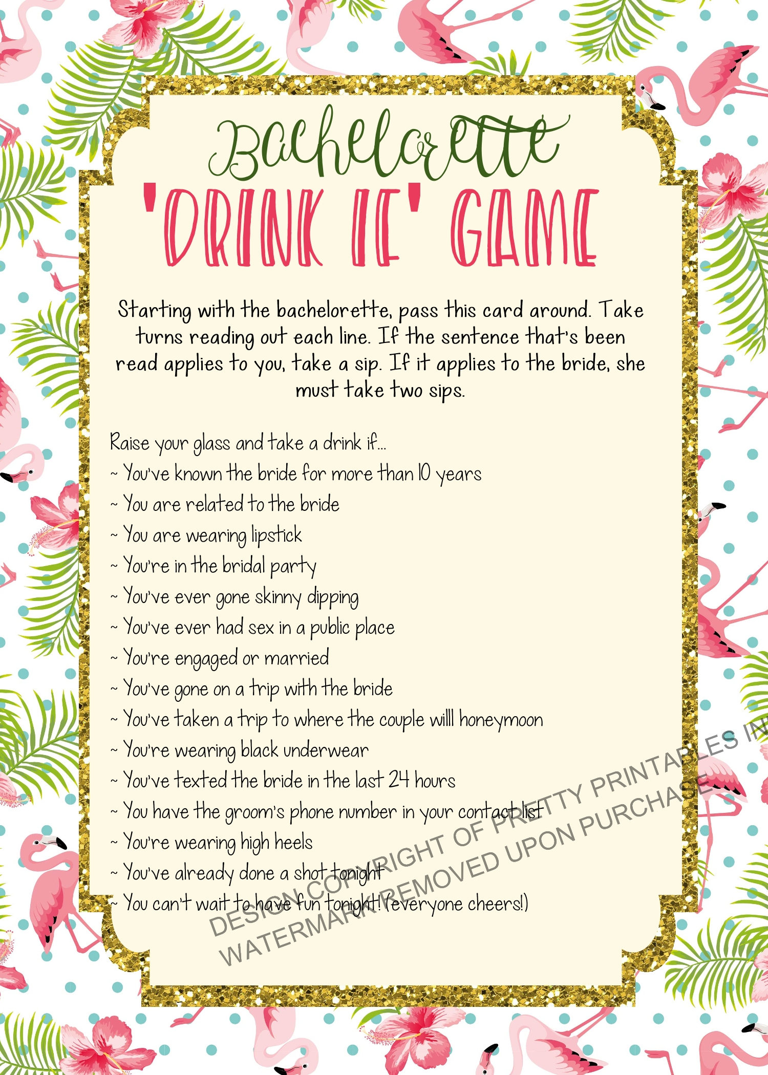 Bachelorette Party Games Printable