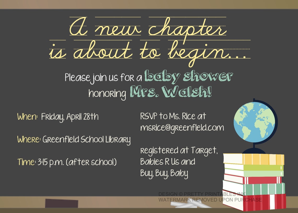 Printable Teacher Baby Shower Bundle Teacher Baby Shower | Etsy