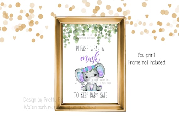 Baby Mask Sign Printable | Wear a Mask Baby Shower Sign Printable | Please Take a Mask Sign | Social Distance Sign | Girl Shower Mask Sign Il_570xn