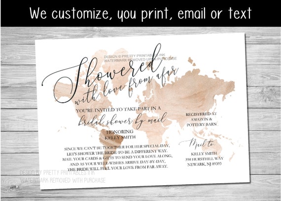 Bridal Shower by Mail Invitation | Long Distance Shower By Mail Invitation | Travel Bridal Shower Invite | Map Bridal Shower Invite Il_570xn