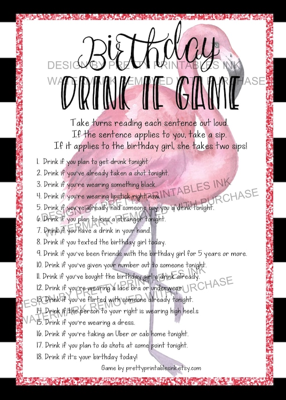 Drinking Game for Adults Printable Drink If Party Game Great 