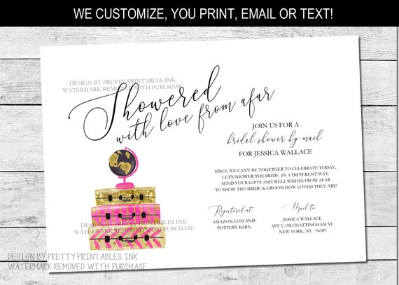 Bridal Shower by Mail Invitation | Long Distance Shower By Mail Invitation | Travel Bridal Shower Invite | Virtual Bridal Shower Invite Il_570xn