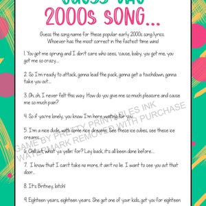 2000s Party Games Printable 00's Party Game Bundle Y2K Party Games Adult Birthday Party Game 21st Birthday Game Girls Night Games image 4