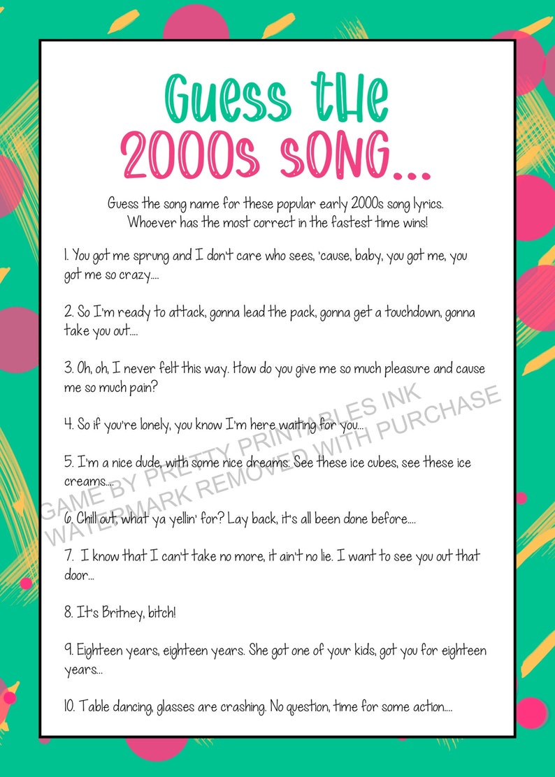 2000s Party Games Printable 00's Party Game Bundle Y2K Party Games Adult Birthday Party Game 21st Birthday Game Girls Night Games image 4