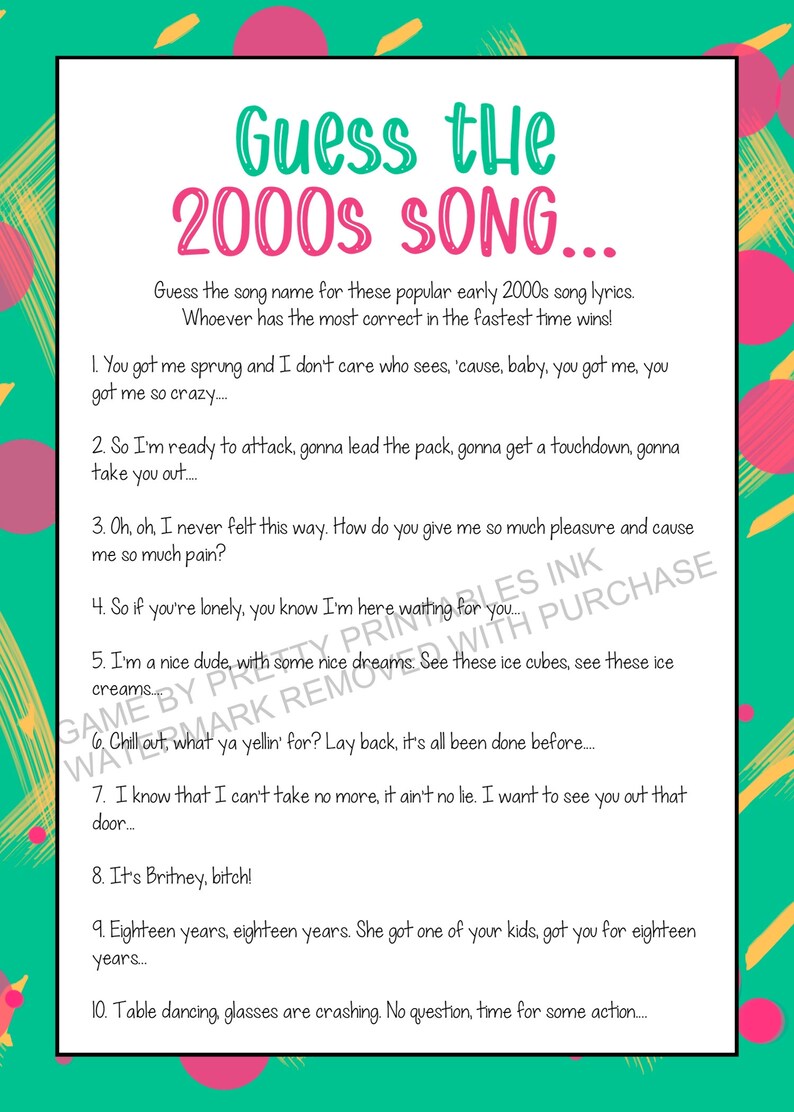 2000s Party Games Printable 00's Party Game Bundle Y2K Etsy