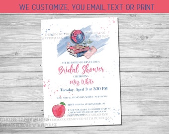 Printable teacher bridal shower invitation |  classroom shower invitation | teacher shower invite | teacher party invitation