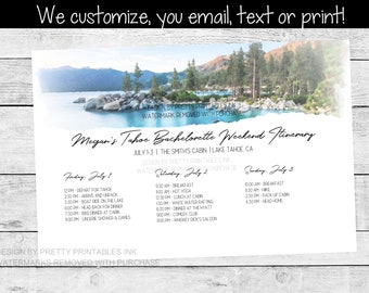 Tahoe Bachelorette Itinerary Printable, Tahoe Bachelorette Weekend Invitation, Lake Bachelorette Weekend Itinerary