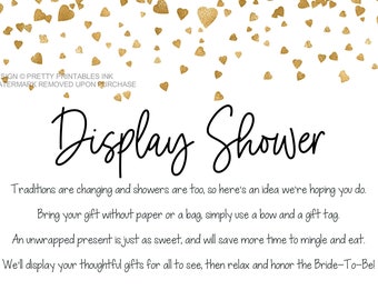 Display shower insert for bridal shower printable, instant download display shower card, no gift wrap please insert, wrap in clear poem