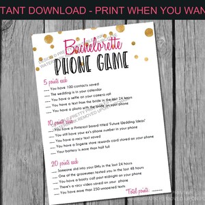 Bachelorette Party Game Instant Download, Bachelorette Phone Game, Bachelorette What's In Your Phone Game image 2