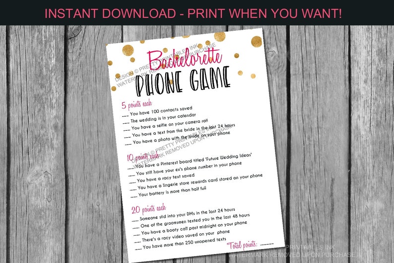 Bachelorette Party Game Instant Download, Bachelorette Phone Game, Bachelorette What's In Your Phone Game image 2