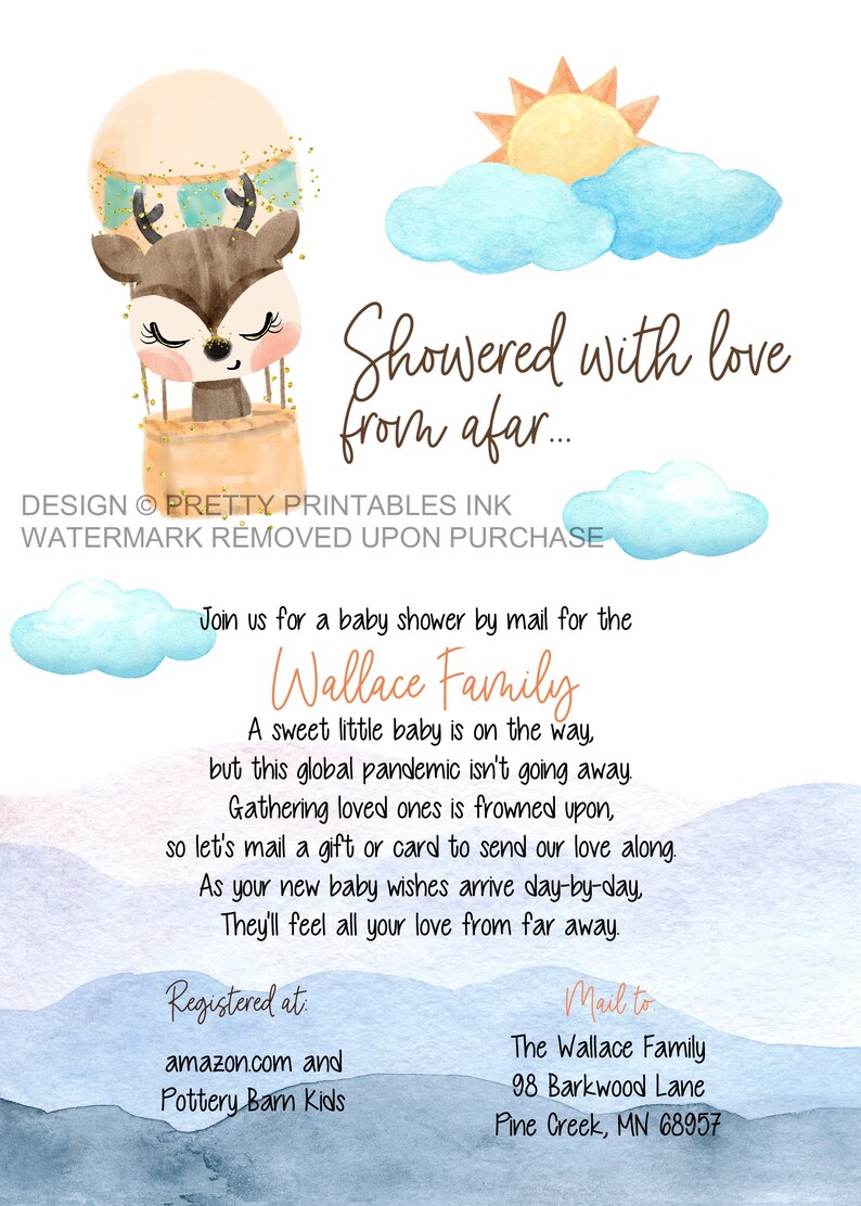 Baby Shower by Mail Invitation Printable Social Distance Etsy