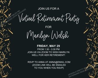 Virtual Retirement Party Invite | Printable Retirement Party Invitation | Quarantine Retirement Party Invite