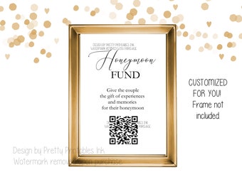 Honeymoon Fund Sign, Bridal Shower Sign, Wishing Well Sign, Honeymoon Wish Sign, QR Code Sign, Minimalist Wedding Sign