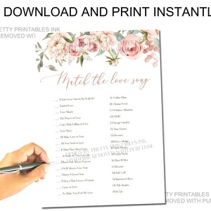 Love Song Game Printable, Match the Love Song Game Instant Download ...