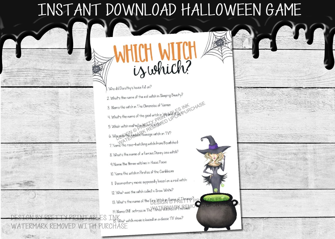 Printable Halloween Game Adult Halloween Game Which Witch is - Etsy