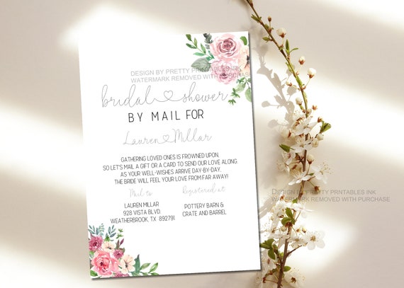 Bridal Shower by Mail Invitation | Floral Bridal Shower by Mail Invite | Virtual Bridal Shower Invite | Long Distance Shower by Mail Invite Il_570xn