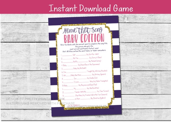 Girl Baby Shower Game Printable | Name That Song Baby Shower Game | Virtual Baby Shower Game | Baby Song Game | Name that Tune Game Il_570xn