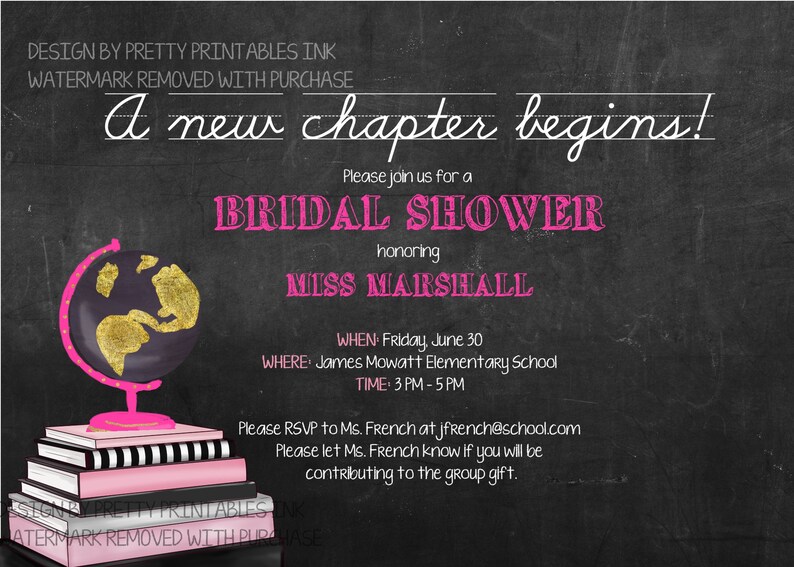 Teacher Bridal Shower Invitation Classroom Shower Invitation Etsy