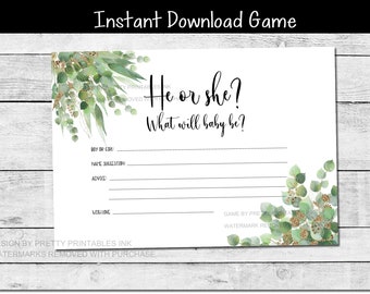 Gender Guess Baby Shower Game, Gender Reveal Game, Guess the Gender Card, He or She Game, Baby Guessing Game, What Will Baby Be Game