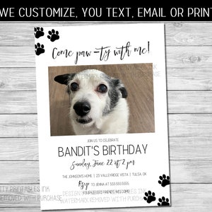 Dog Birthday Party Invitation, Dog First Birthday Invitation, Dog 1st Birthday Party Invitation, Pet Birthday Invitation - Personalized